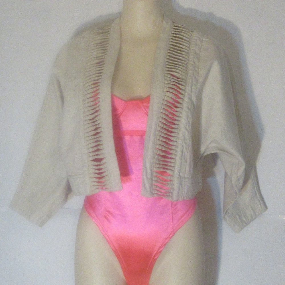 HEI HEI Anthropologie Cotton Linen Dolman Crop Ladder Jacket Top size XS/S
